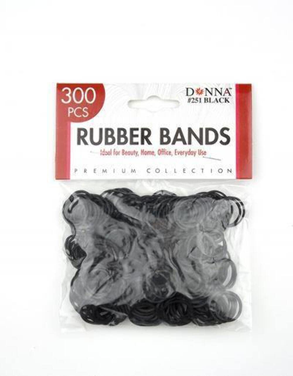 DONNA Black Rubber Bands (300 Count)